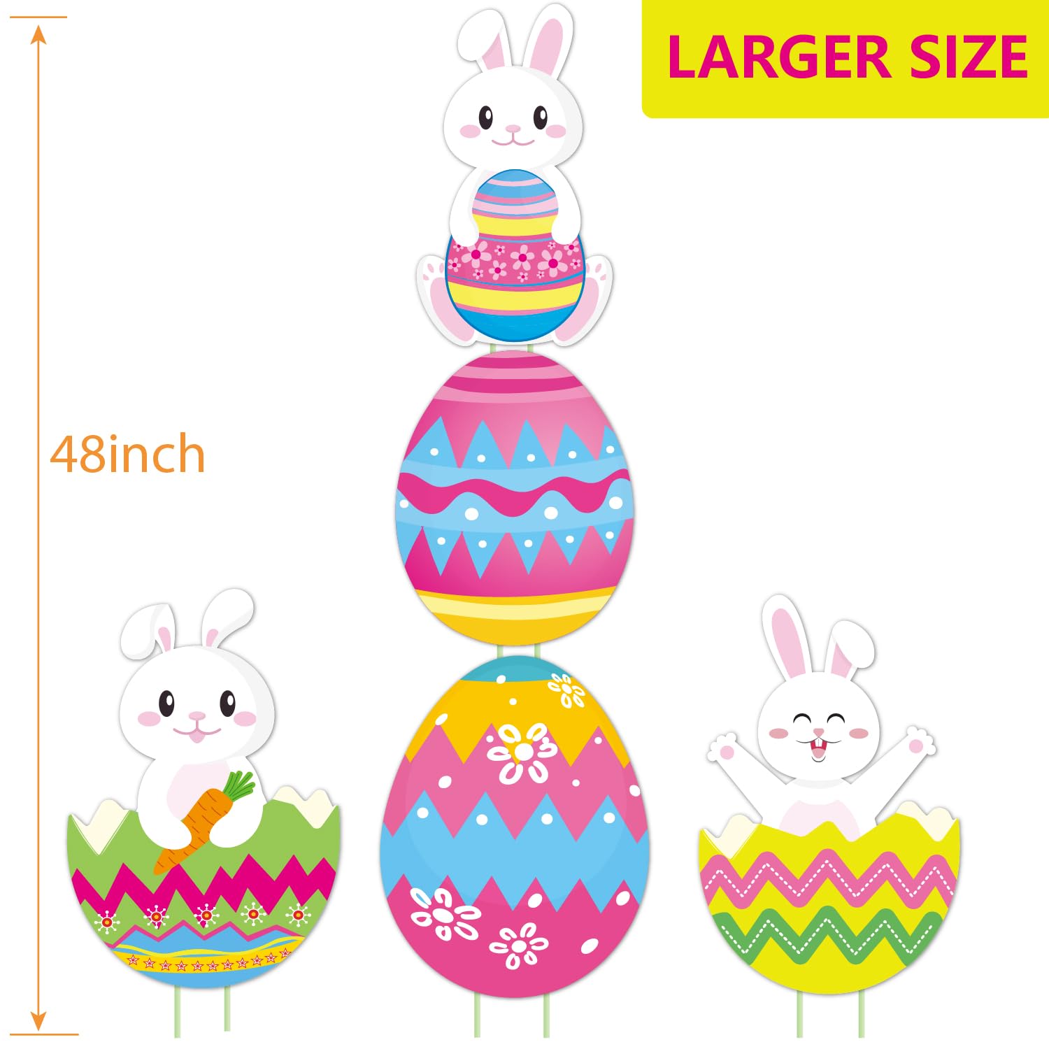 CiniQy fiberglass stake easter sign secures upright display in windy conditions.