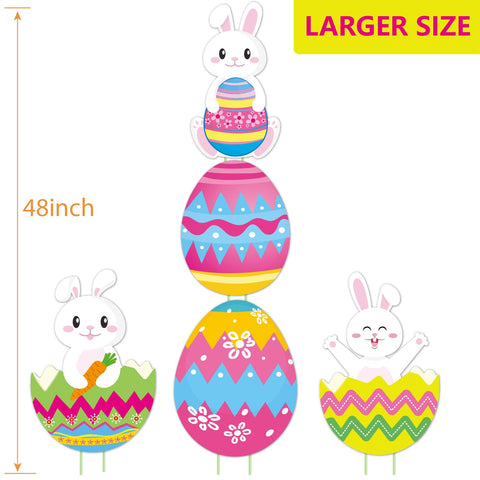 CiniQy fiberglass stake easter sign secures upright display in windy conditions.