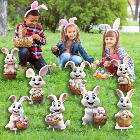CiniQy garden party bunny signs add whimsy to spring celebrations.
