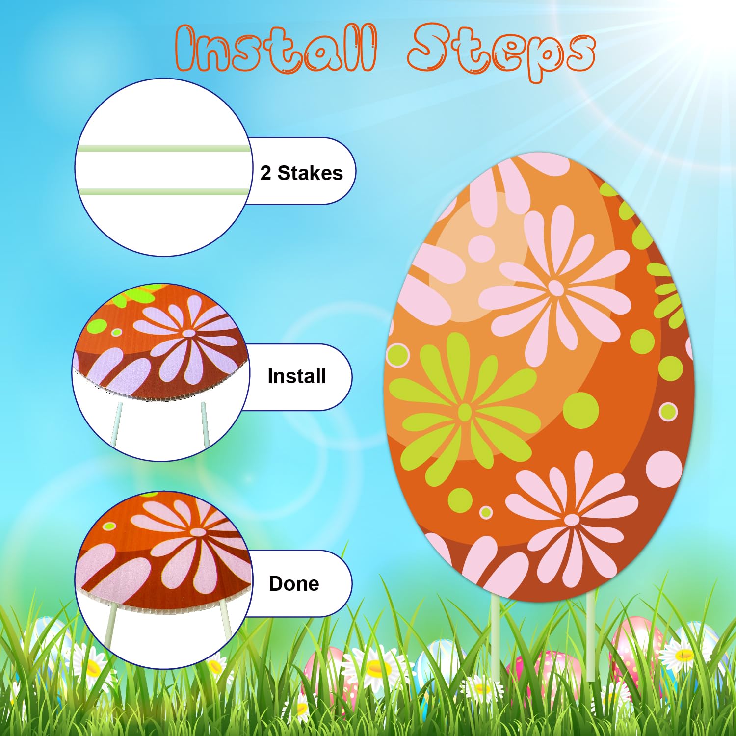CiniQy walkway egg decor creates clear path borders for Easter hunts.