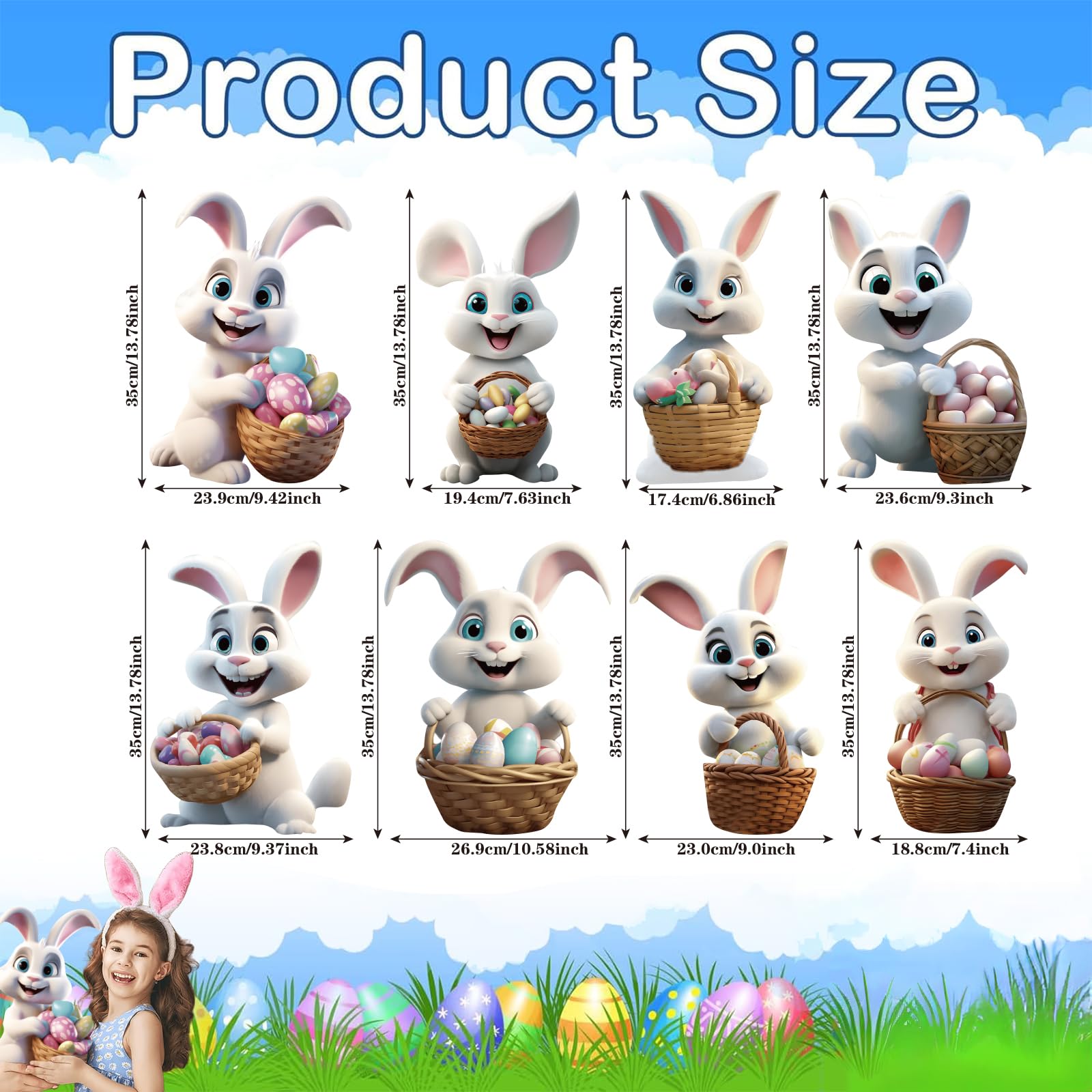 CiniQy waterproof bunny decor sign withstands sun and rain for lasting charm.