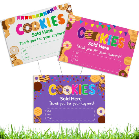 Cinnvoice pink cookie sold sign 12x18 boosts booth visibility