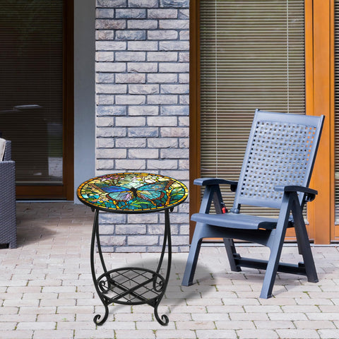 Cinnvoice versatile patio table suitable for plant display, drinks, or snacks.