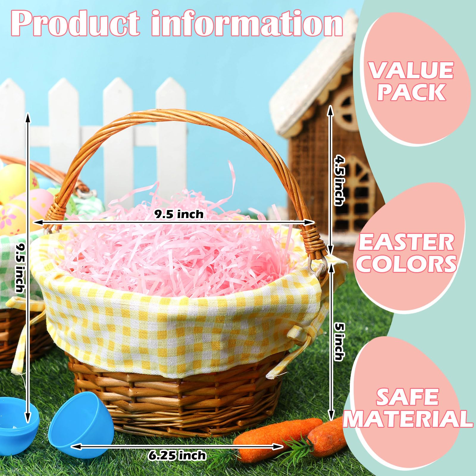 Cinnvoice natural willow woven basket offers sturdy carry for outdoor egg hunts.