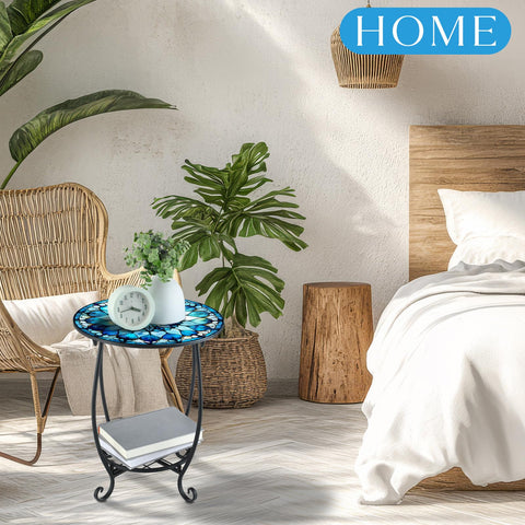 Cinnvoice outdoor-indoor-use table serves drinks and plants anywhere.