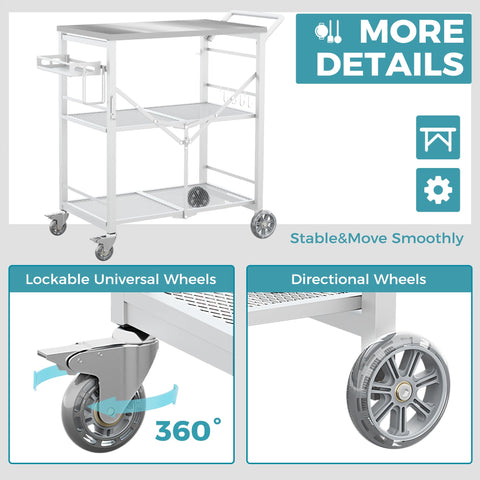 Ciokea 3-shelf grill table setup offers ample prep space.