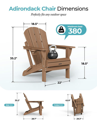 Ciokea Adirondack chair featuring retractable cup holder for drinks outdoors