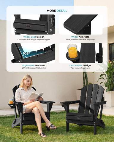 Ciokea Adirondack chair easy-install with simple 15-minute assembly.