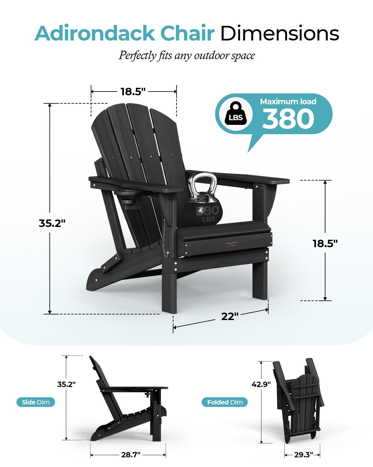 Ciokea Adirondack chair on patio setup enhances outdoor lounging space.