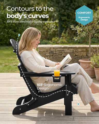 Ciokea Adirondack chair tilt at 103 degrees for comfortable lounging.