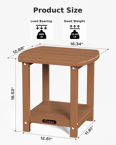 Ciokea Adirondack side table lower storage rack keeps tools organized outdoors
