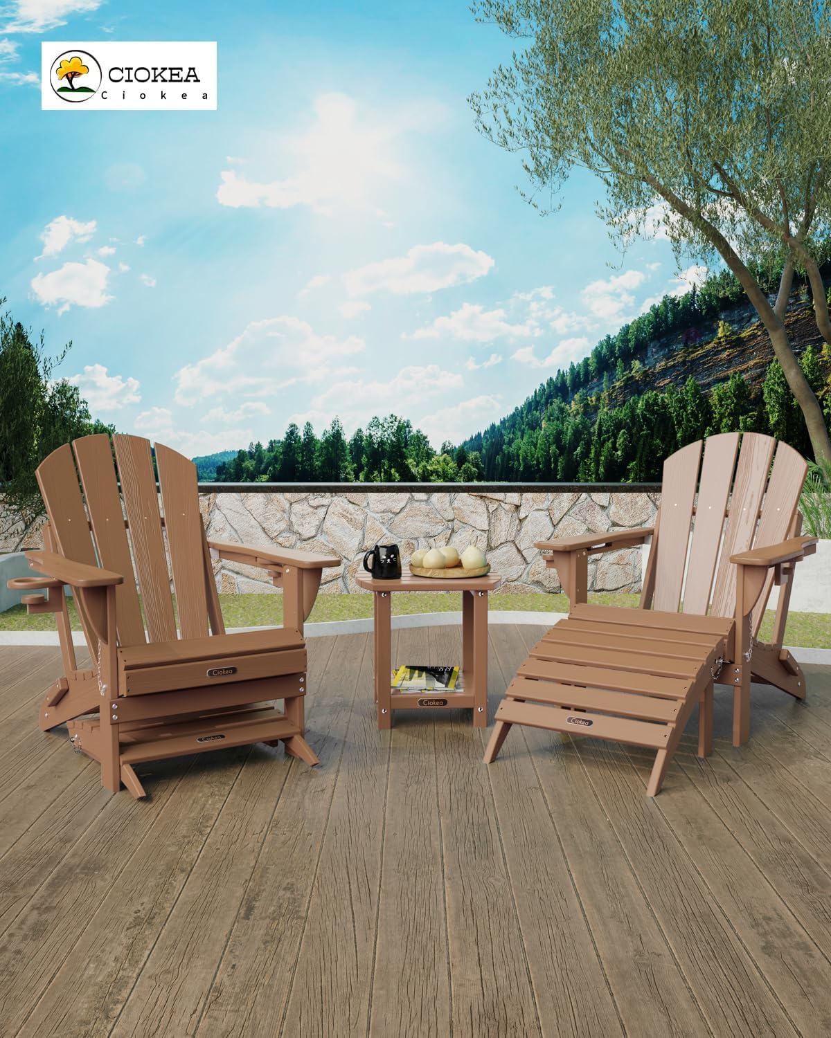 Ciokea Adirondack side table upper plate surface ready for drinks or decor