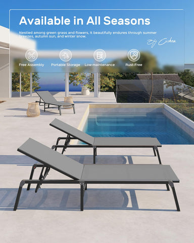 Ciokea five-position backrest chaise lounge suited for lounging by the pool.