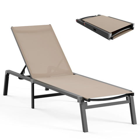 Ciokea aluminum chaise lounge, foldable design for compact storage and easy transport