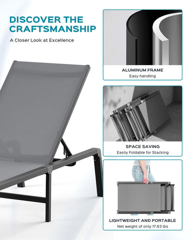 Ciokea outdoor chaise lounge with Texitilene fabric that dries quickly.