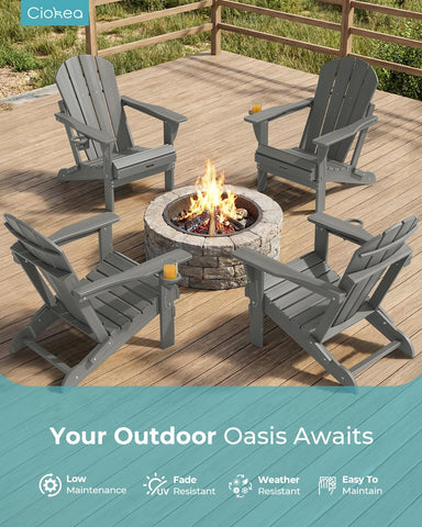Ciokea chair with retractable cup holder adds convenient drinks on the porch.