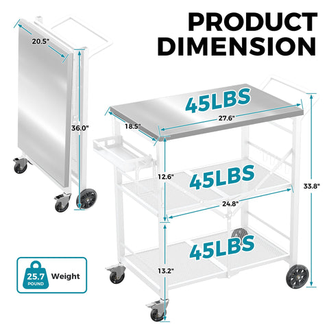 Ciokea grill cart on wheels with locking function secures your station.