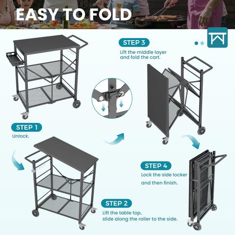 Rust-resistant mesh plate on Ciokea cart resists water and dust.