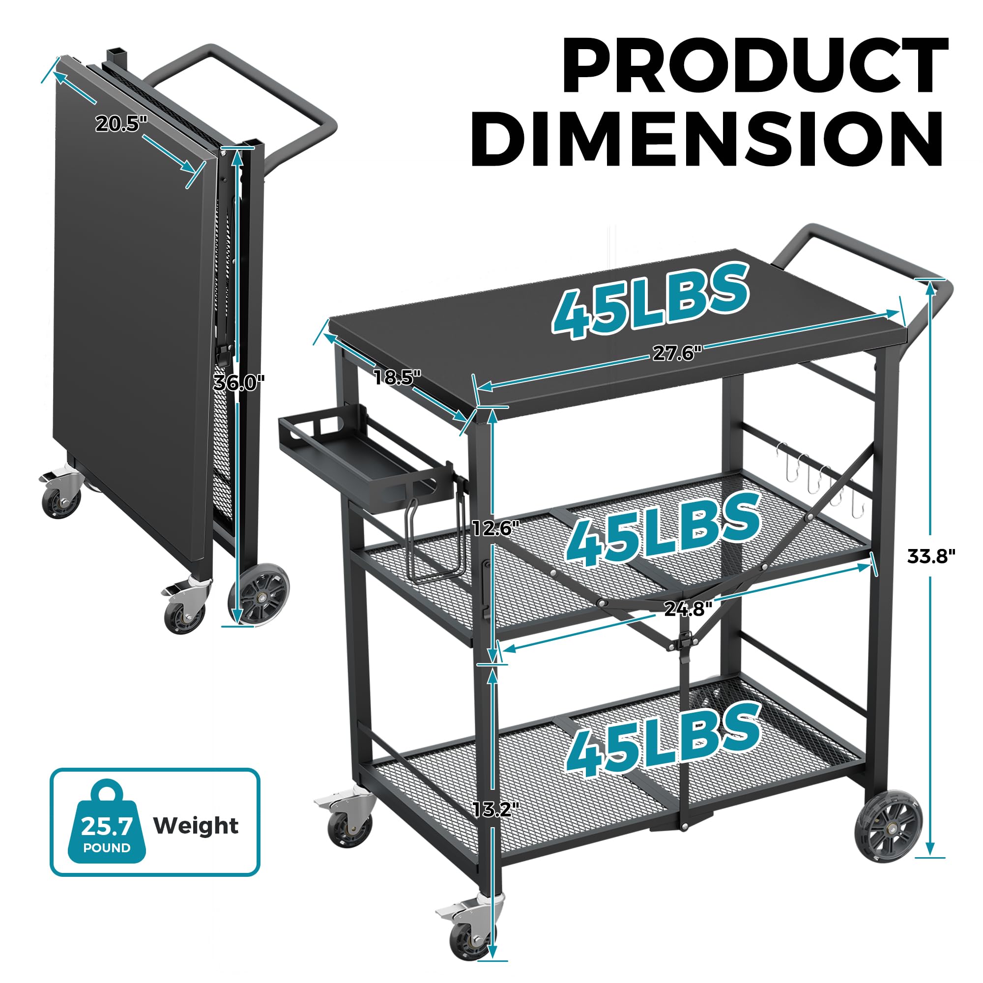 Sturdy Ciokea grill cart frame supports heavy grilling accessories.