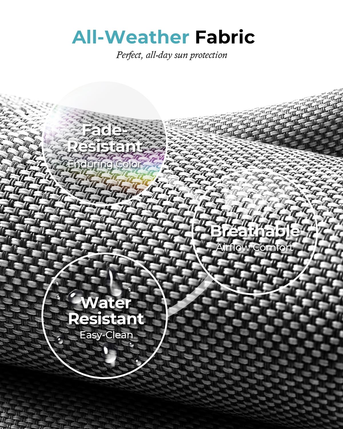 Ciokea Textilene fabric resists sun and moisture outdoors