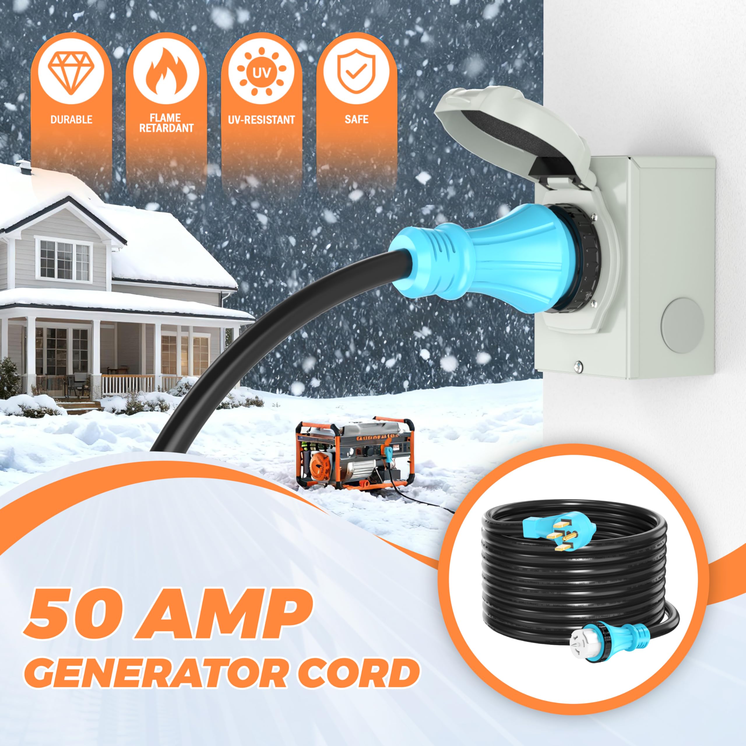 CircleRiver copper-wired generator cord delivers durable, low-resistance power for outdoor use.