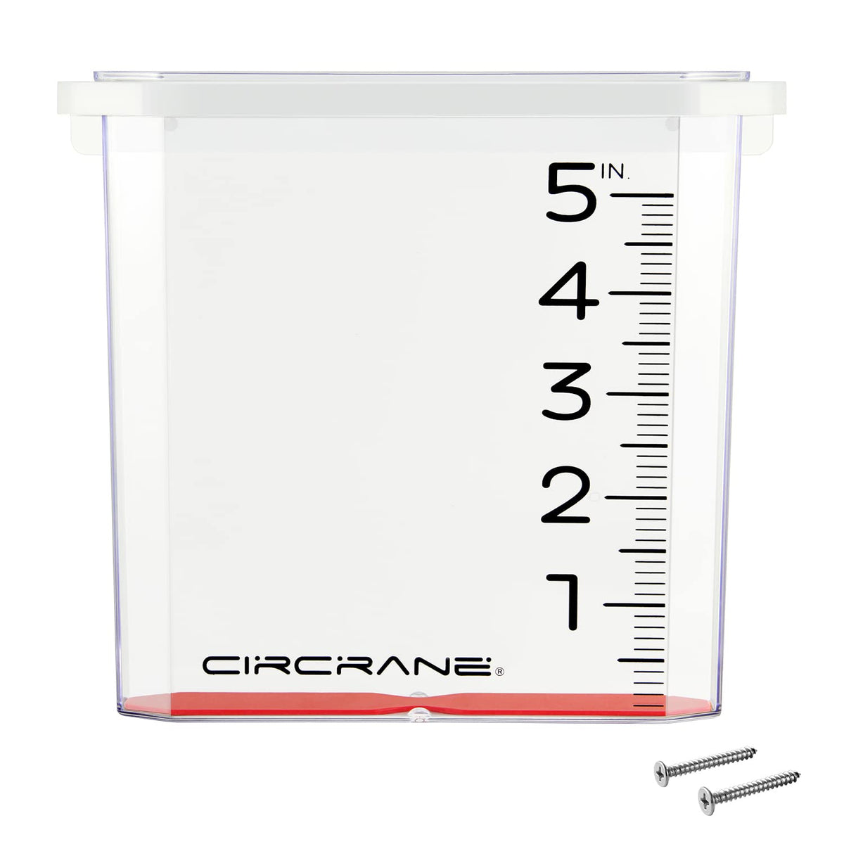 Circrane 5-inch waterfall rain gauge with bracket for steady outdoor readings.