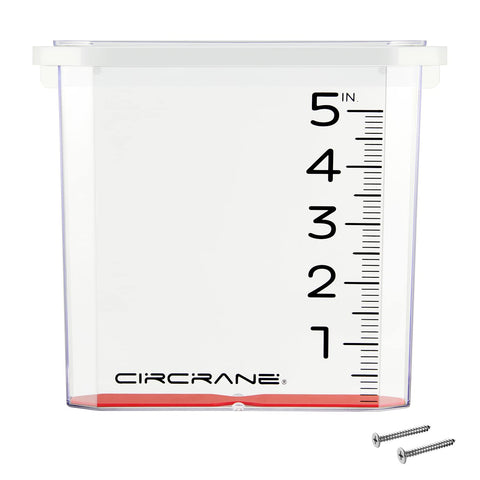 Circrane 5-inch waterfall rain gauge with bracket for steady outdoor readings.