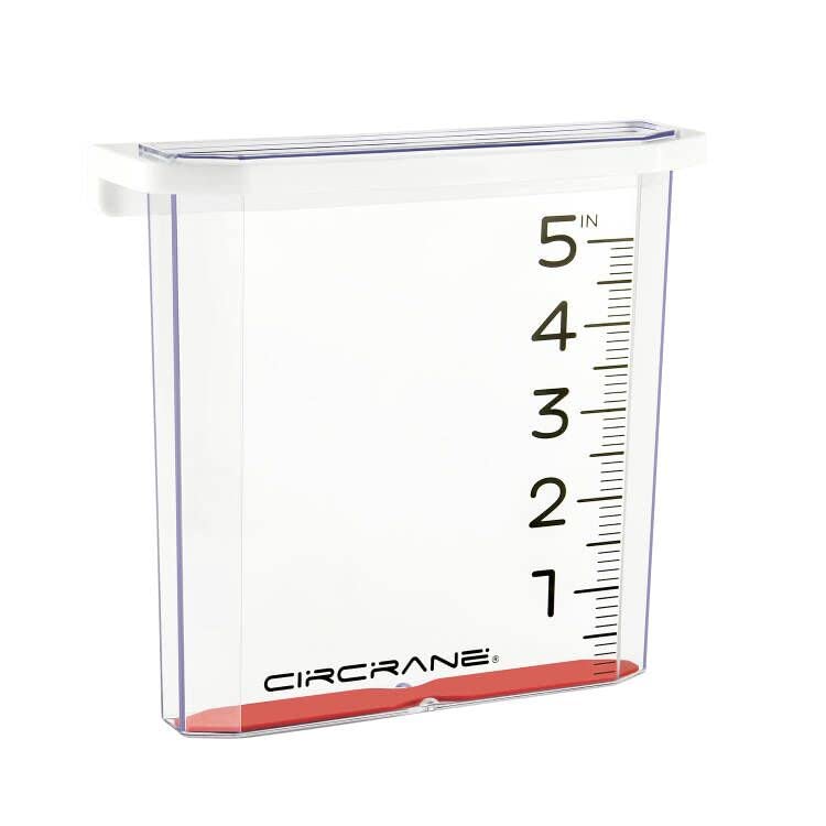 Circrane outdoor rain gauge suited for garden, deck, lawn, and yard use.