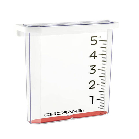 Circrane outdoor rain gauge suited for garden, deck, lawn, and yard use.