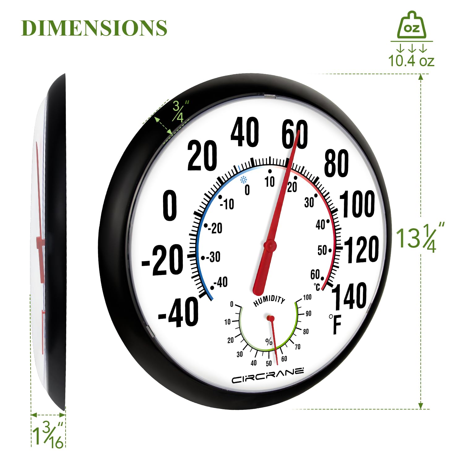 Circrane gradient color dial visualizes temperature shifts at a glance.