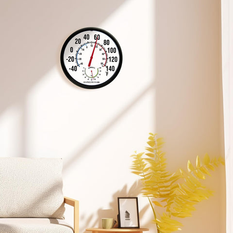 Circrane hygrometer shows ambient humidity for comfortable indoor environments.
