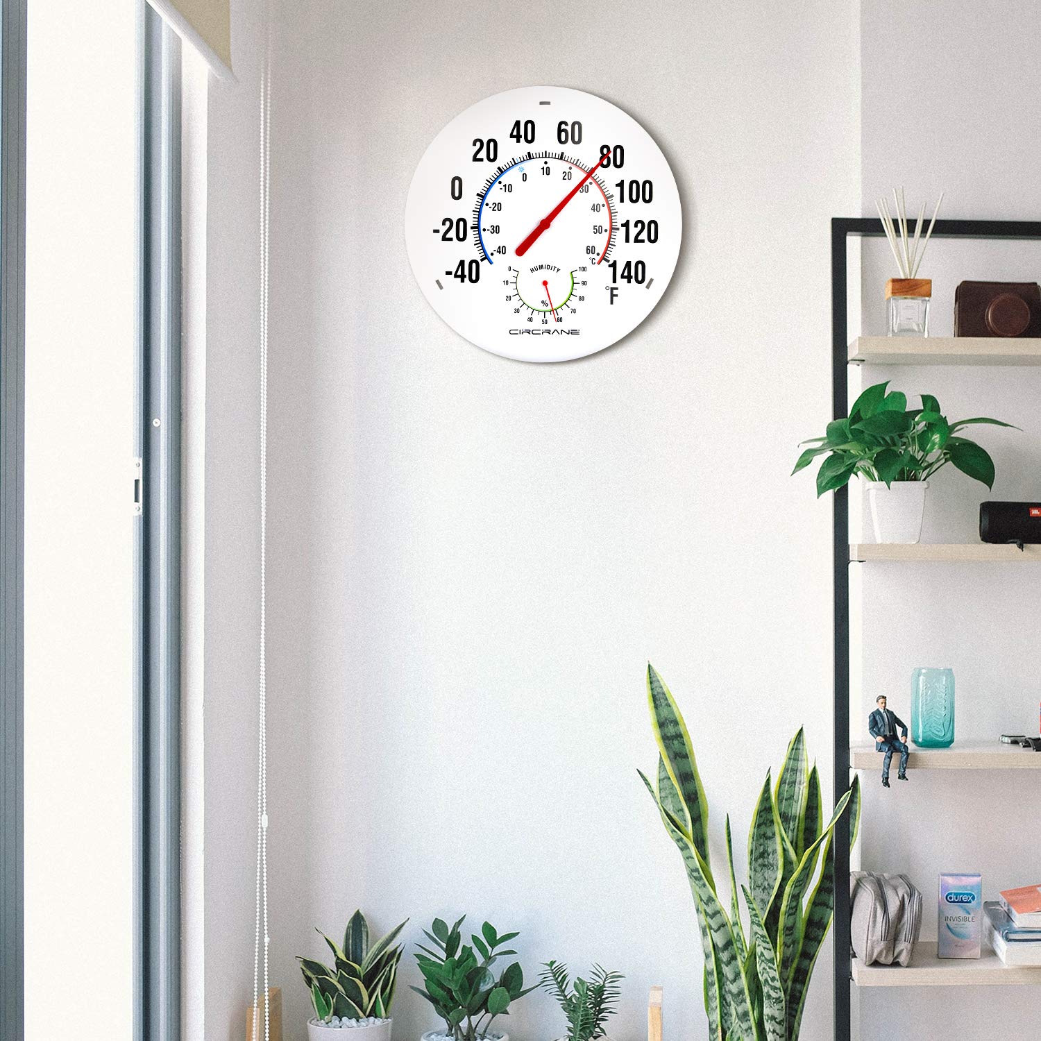Circrane hygrometer dial display tracks indoor humidity accurately.