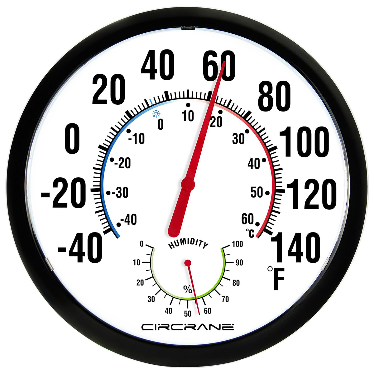 Circrane large dial thermometer displays temperature clearly from across the room.