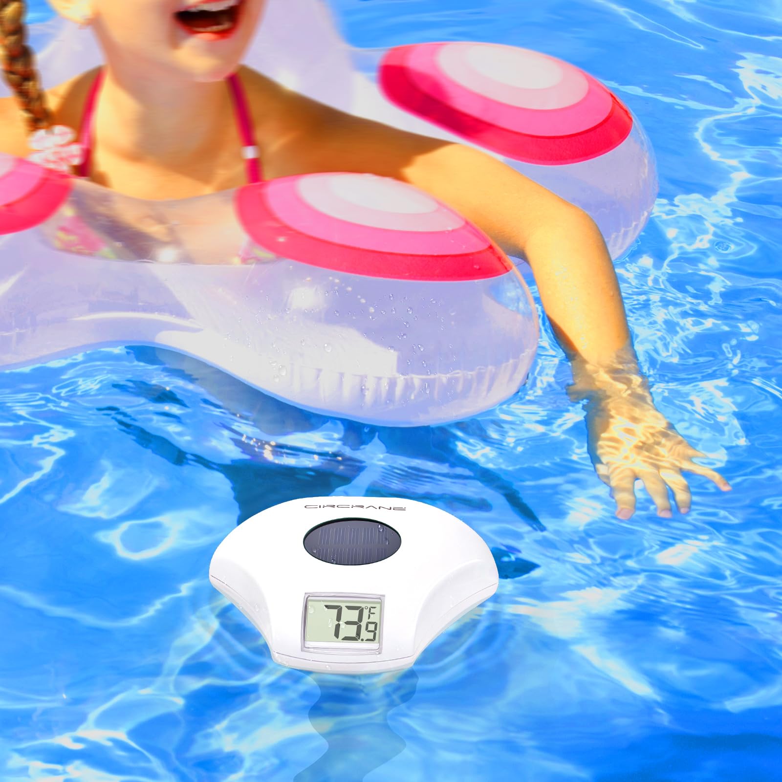 Circrane thermometer display readout shown for easy outdoor reading