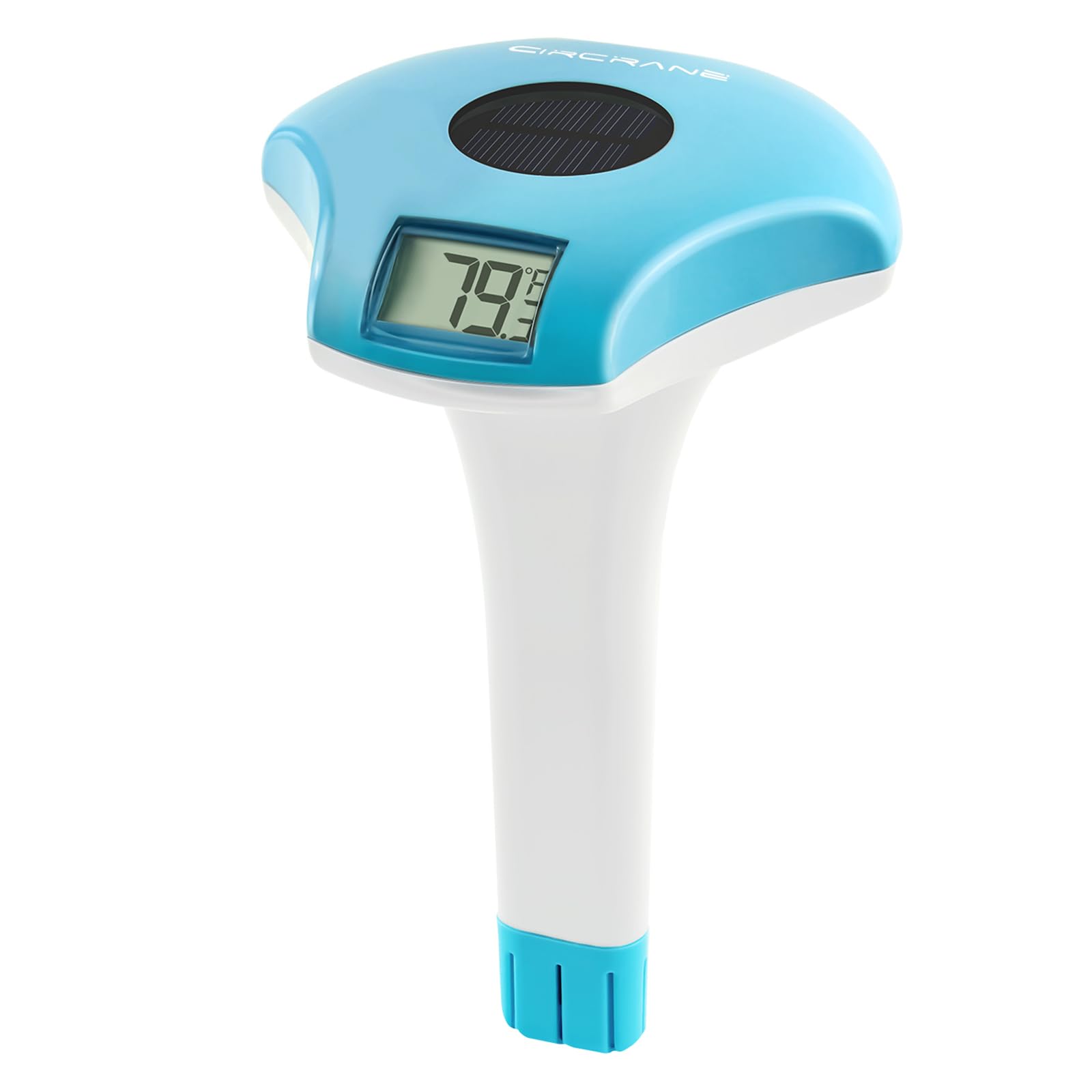 Circrane solar digital pool thermometer display shows precise temperature at a glance.