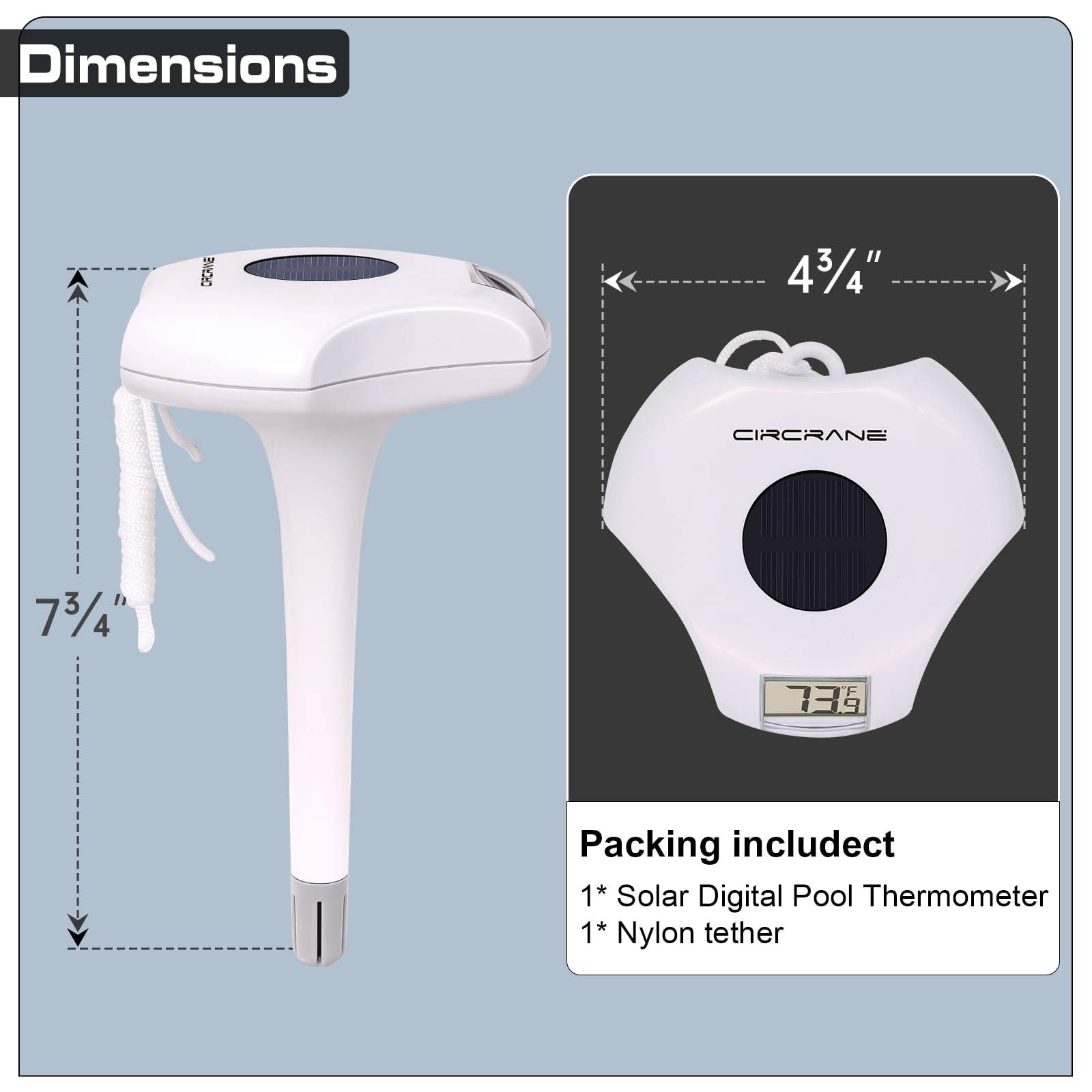 Circrane IPX-8 case protecting thermometer in wet pool conditions
