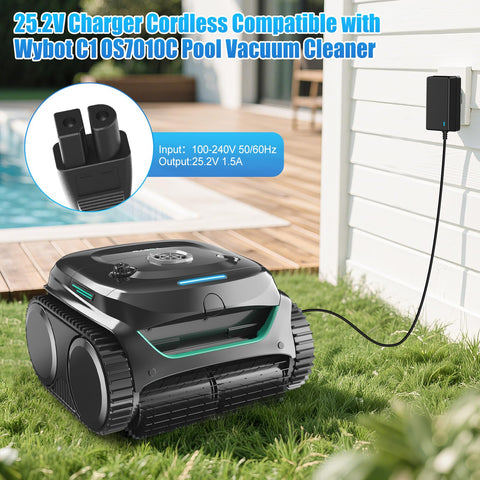 Cisain WYBOT C1 OS7010C charger dock rear view with easy plug connection