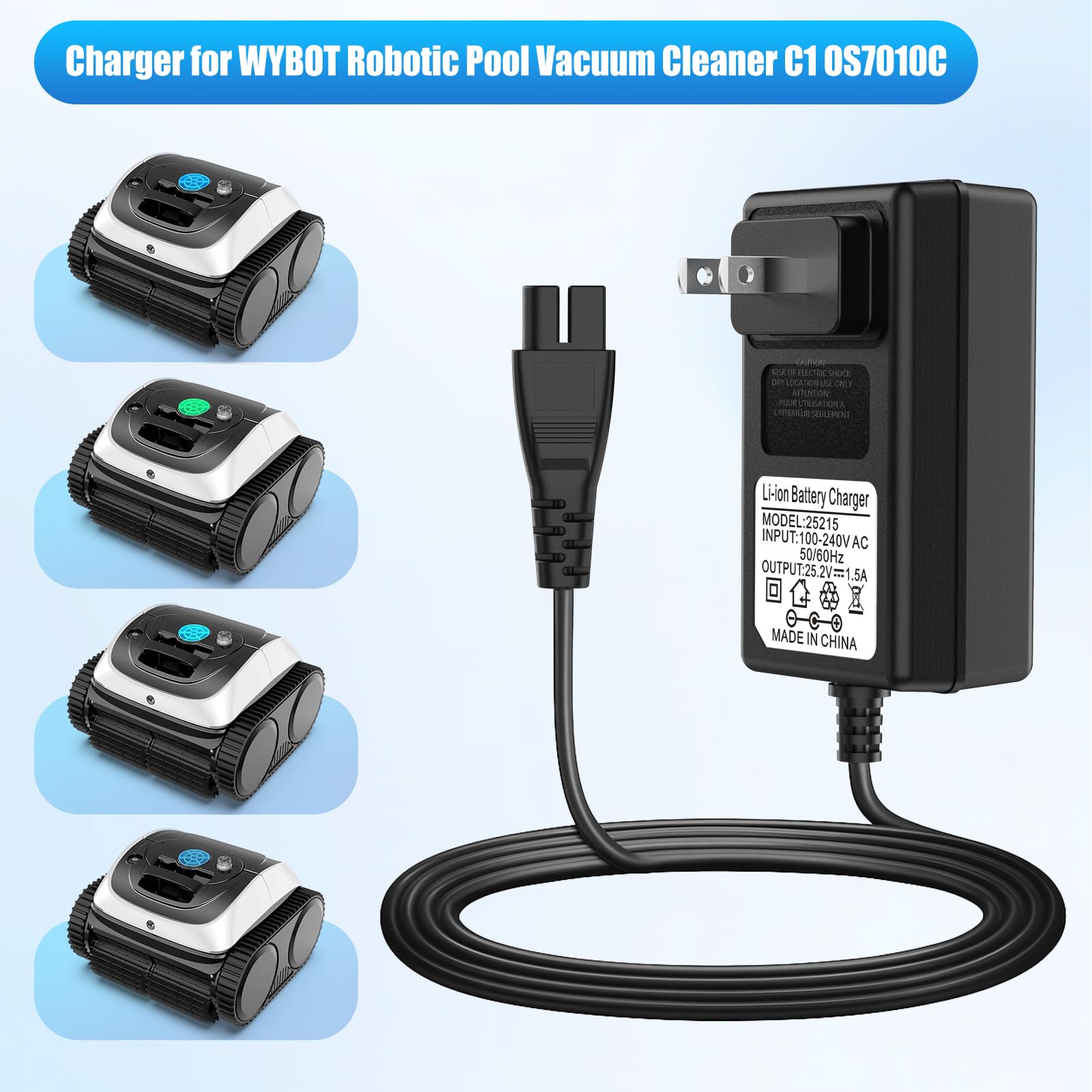 Cisain WYBOT C1 OS7010C charger dock side view highlights durable, stable power fit