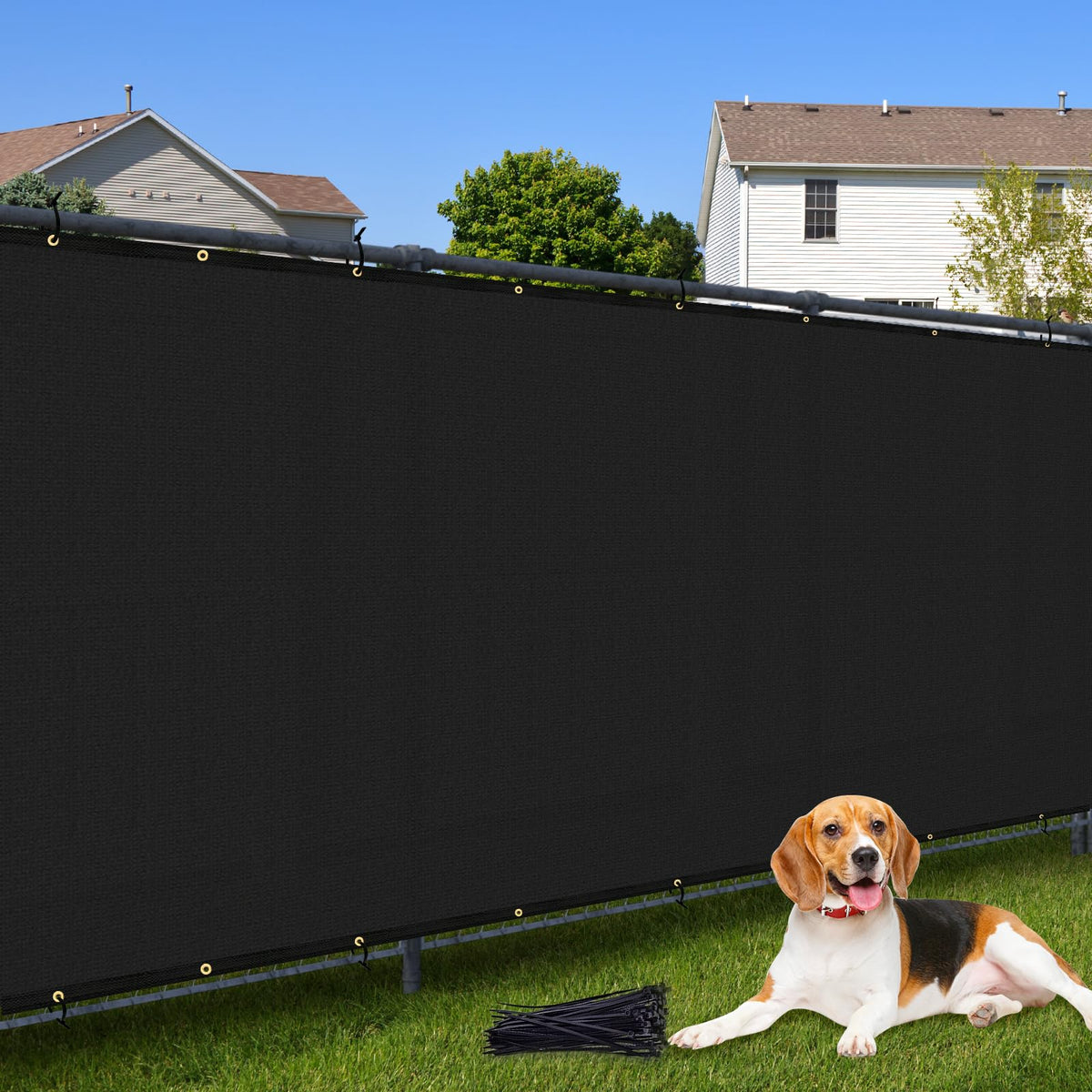 Cisvio privacy screen 5ft by 50ft blocks views while preserving breeze.
