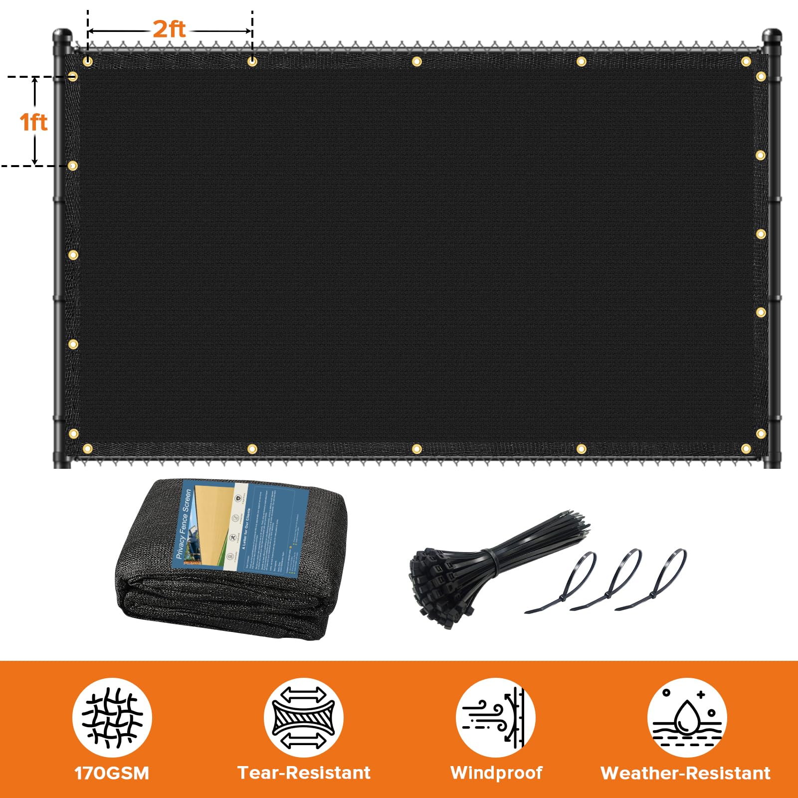 Cisvio weather-resistant fence screen withstands snow rain and sun