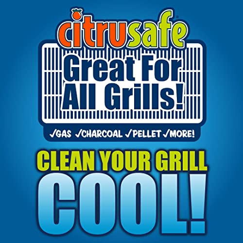 Citrusafe grid grate cleaner spray application helps remove grease from barbecue grates effectively.