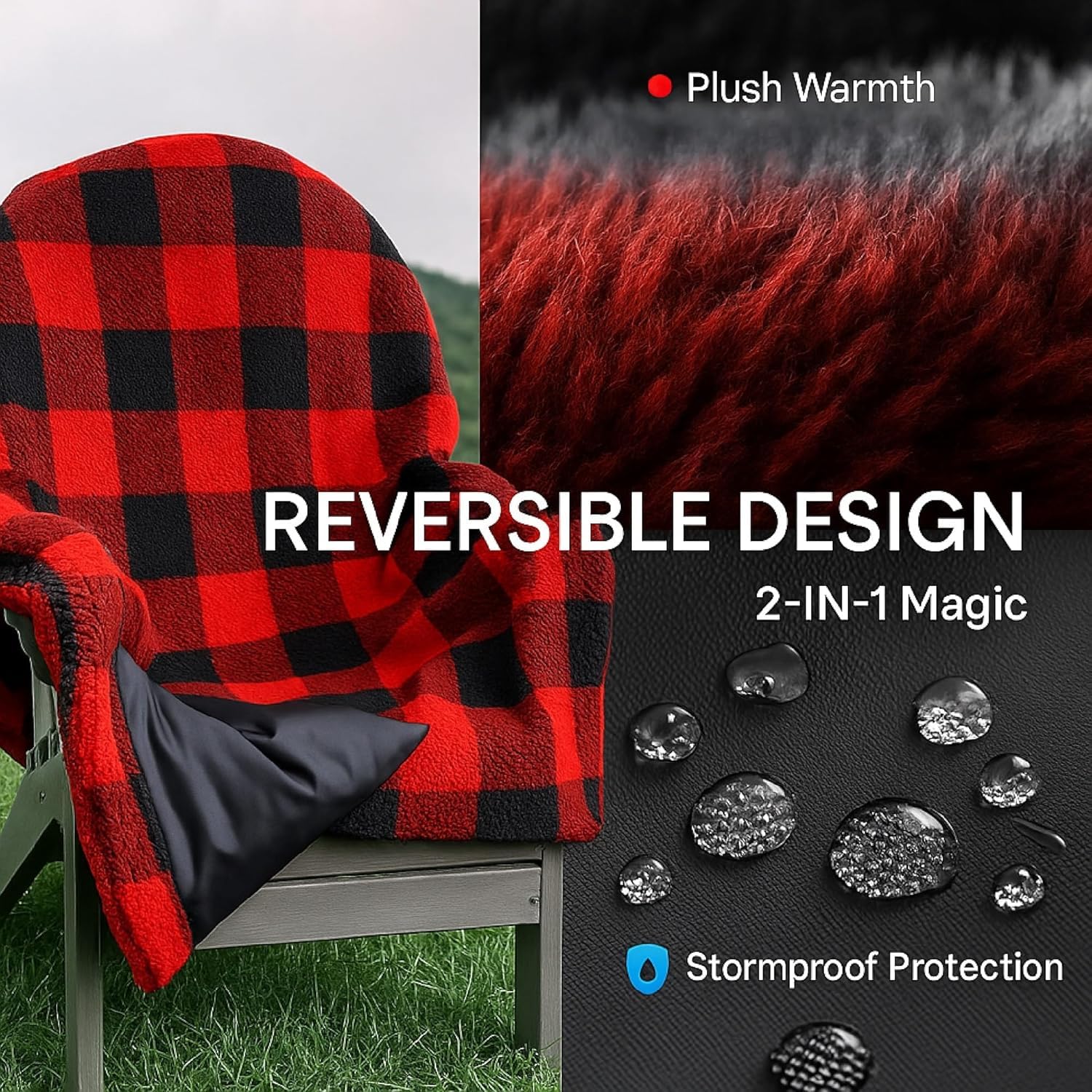CITYBONFIRES The Chair Blanket offers warm fleece on one side and water protection on the other.