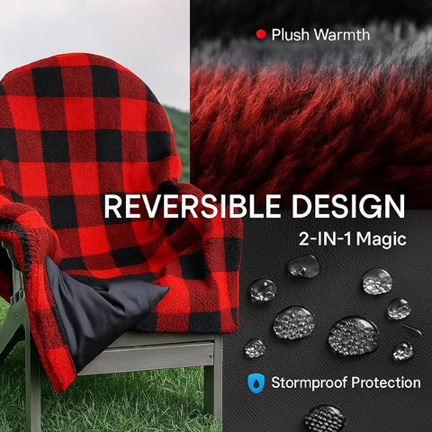 CITYBONFIRES The Chair Blanket offers warm fleece on one side and water protection on the other.
