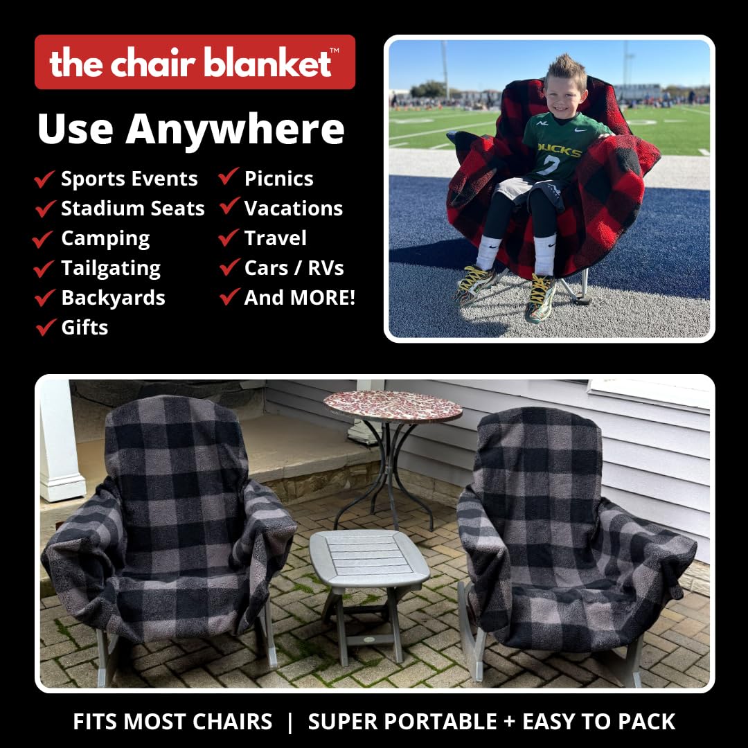 CITYBONFIRES chair blanket gray plaid complements any indoor or outdoor space.