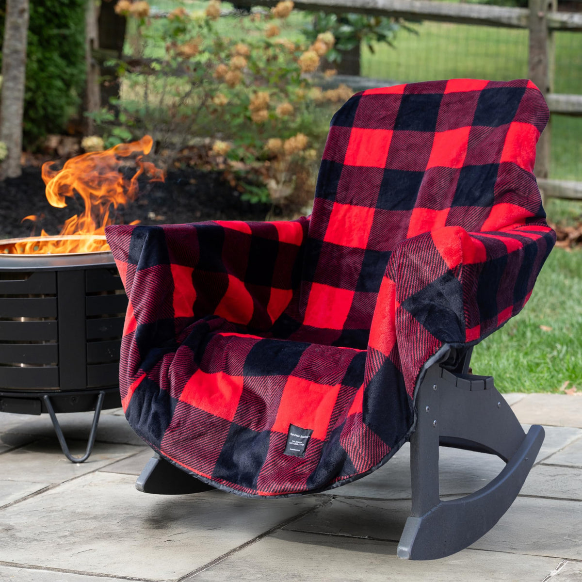 CITYBONFIRES The Chair Blanket waterproof polar reversible cover keeps chairs dry outdoors.