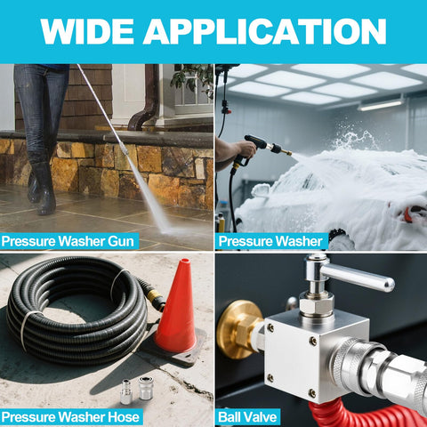 Premium quick connect adapter supports up to 5000 PSI for tough tasks