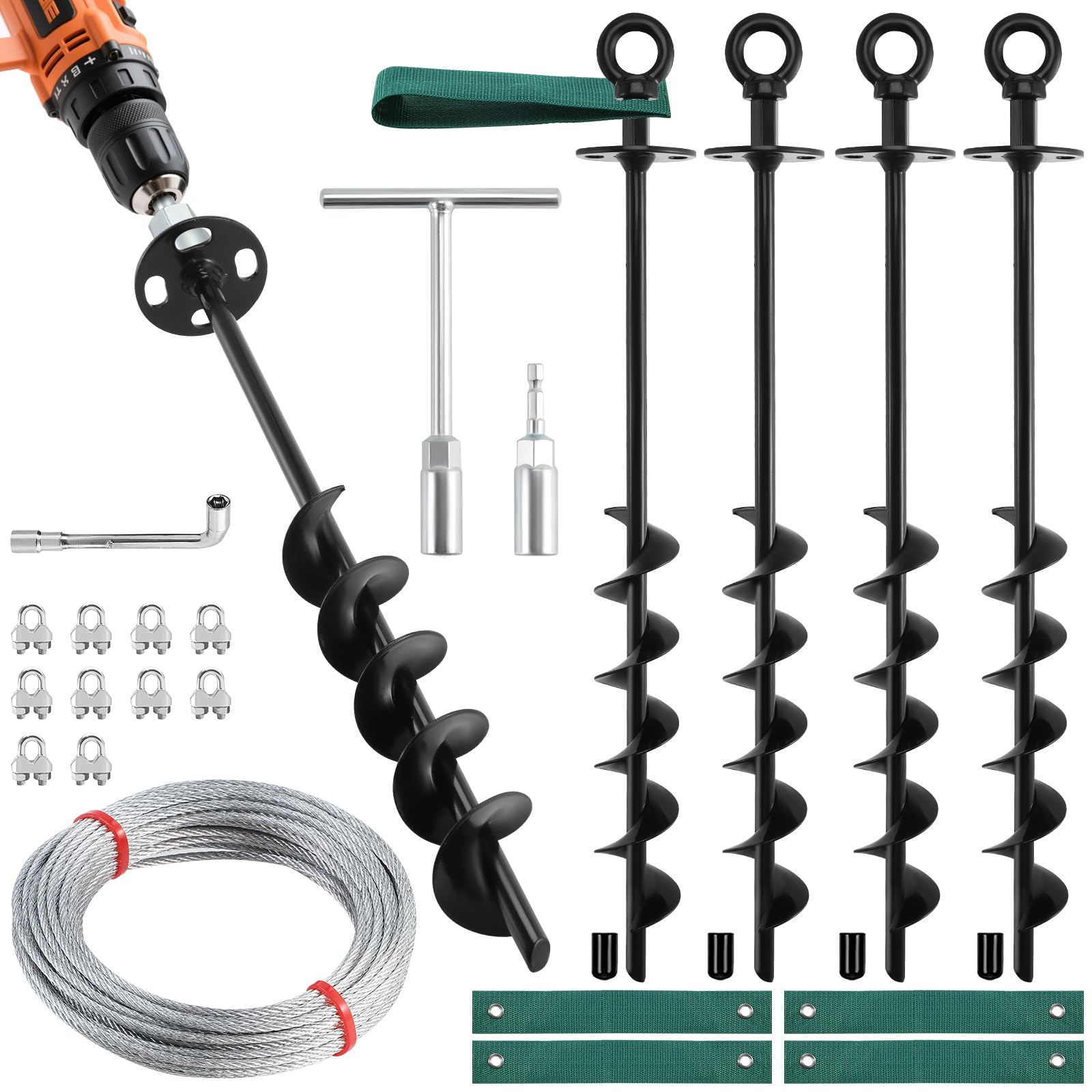Ciyivak 18-inch ground anchor kit ready for secure outdoor installations in high winds.