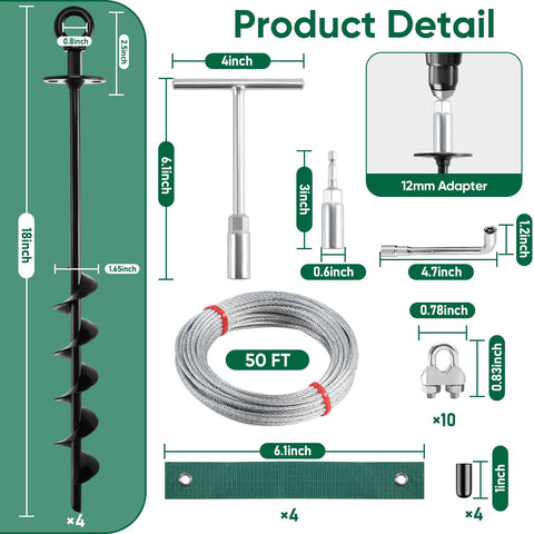 Ciyivak galvanized 50 ft cable provides strong tie-down support for sheds and canopies.