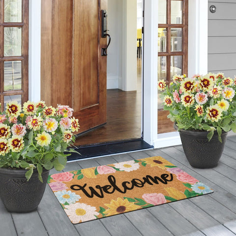 CiyvoLyeen floral floor mat showcases spring blooms for durable, welcoming entryways.