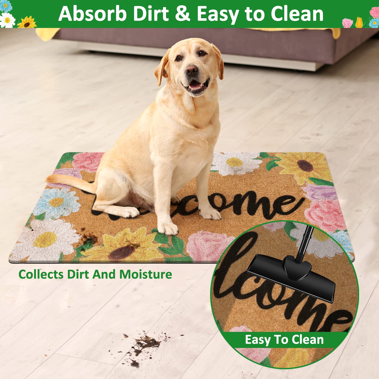 CiyvoLyeen non-slip back floral mat with PVC padding for stable placement.